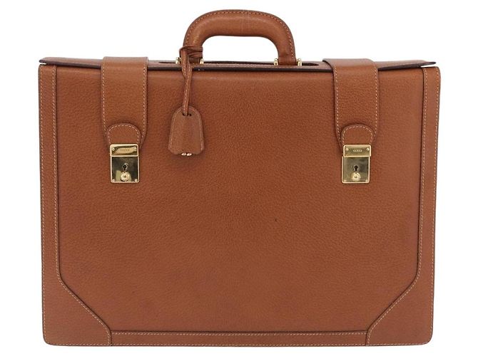 GUCCI Business Bag Leather Brown Gold - vista 13