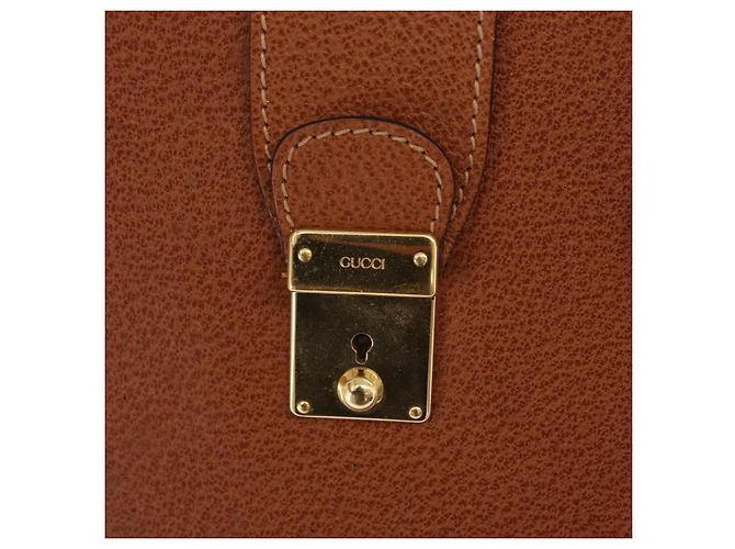 GUCCI Business Bag Leather Brown Gold - vista 19