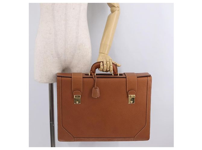 GUCCI Business Bag Leather Brown Gold - vista 32