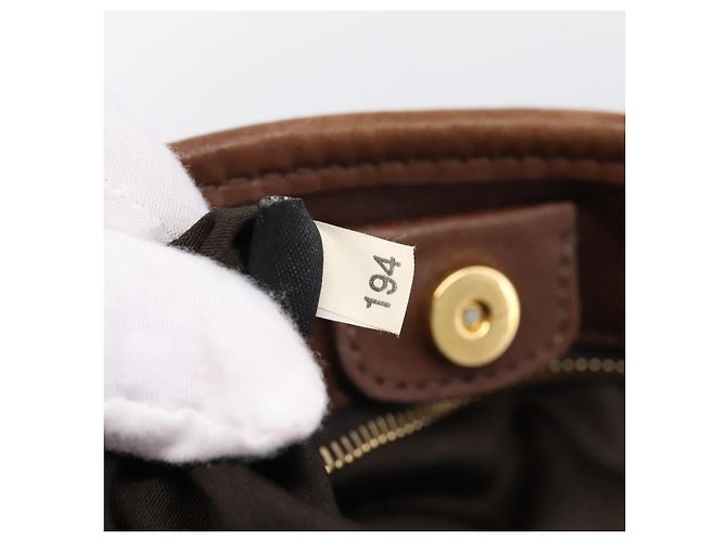 Miu Miu Matelasse Hand Bag Leather 2way Brown Gold - vista 12