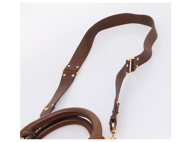 Miu Miu Matelasse Hand Bag Leather 2way Brown Gold - vista 16