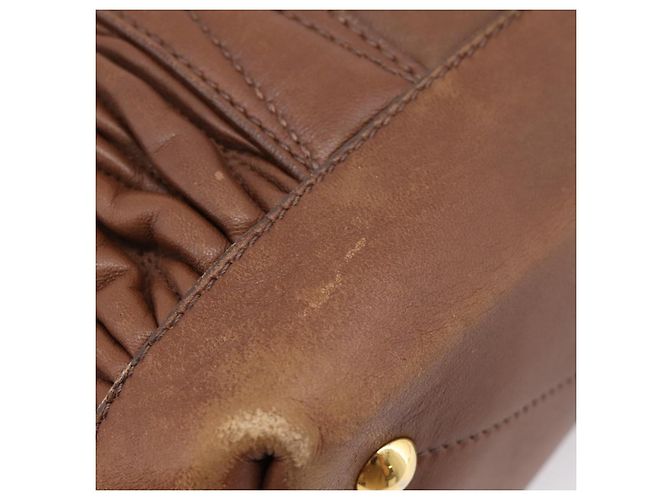 Miu Miu Matelasse Hand Bag Leather 2way Brown Gold - vista 20