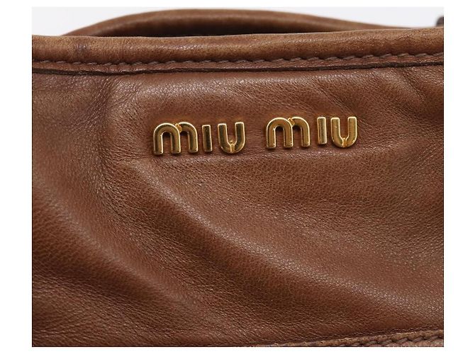Miu Miu Matelasse Hand Bag Leather 2way Brown Gold - vista 22