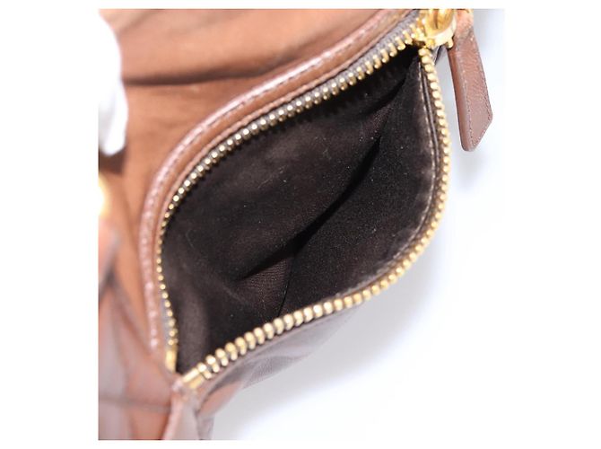 Miu Miu Matelasse Hand Bag Leather 2way Brown Gold - vista 28
