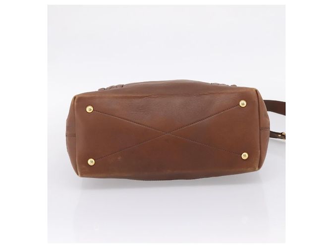 Miu Miu Matelasse Hand Bag Leather 2way Brown Gold - vista 5