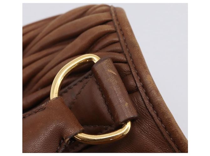 Miu Miu Matelasse Hand Bag Leather 2way Brown Gold - vista 9