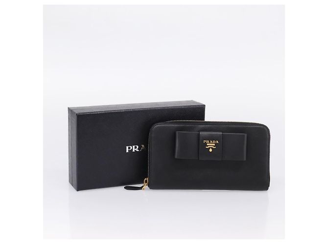 PRADA Cartera larga de piel Saffiano Negro Oro - vista 12