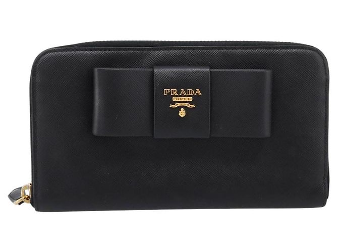 PRADA Cartera larga de piel Saffiano Negro Oro - vista 13