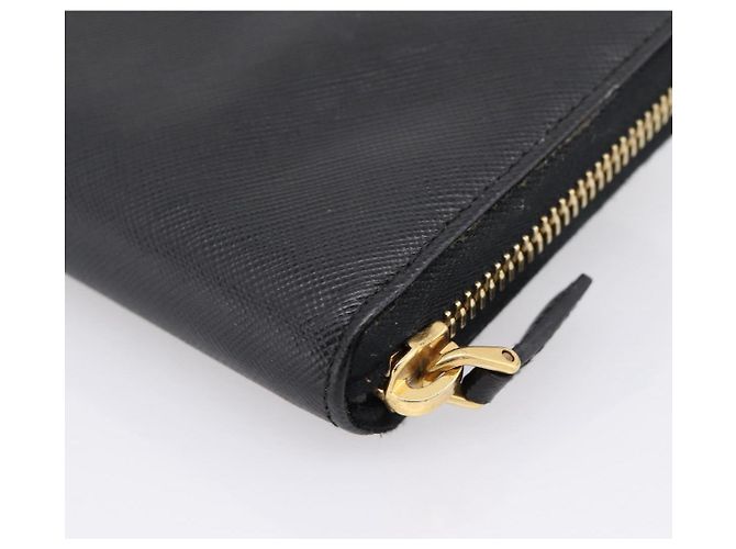 PRADA Cartera larga de piel Saffiano Negro Oro - vista 15