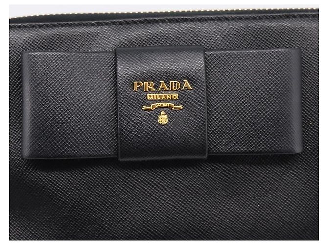 PRADA Cartera larga de piel Saffiano Negro Oro - vista 17