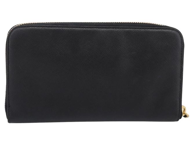PRADA Cartera larga de piel Saffiano Negro Oro - vista 2
