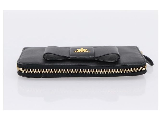PRADA Cartera larga de piel Saffiano Negro Oro - vista 5