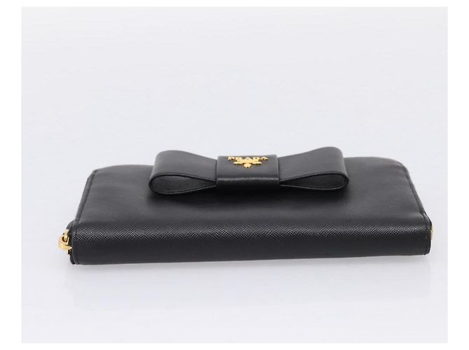 PRADA Cartera larga de piel Saffiano Negro Oro - vista 6