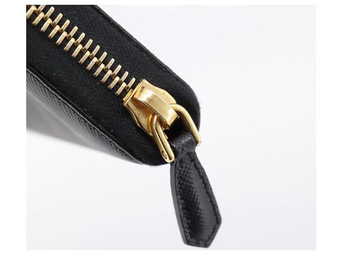 PRADA Cartera larga de piel Saffiano Negro Oro - vista 8