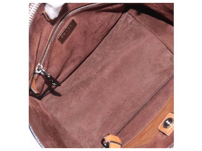 PRADA Hand Bag Leather 2way Brown Silver - vista 10
