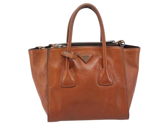 PRADA Hand Bag Leather 2way Brown Silver - vista 13