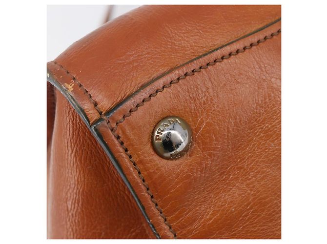 PRADA Hand Bag Leather 2way Brown Silver - vista 21