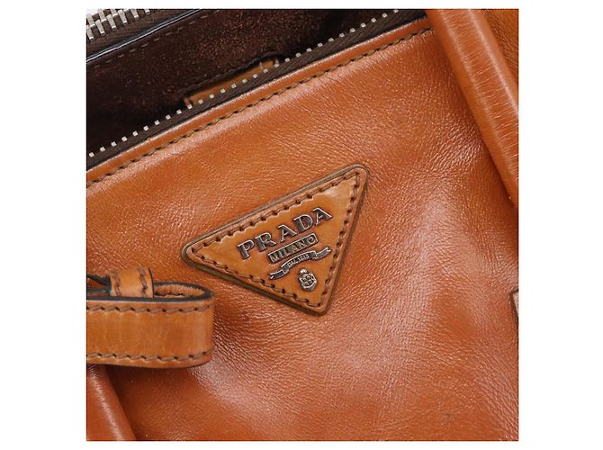 PRADA Hand Bag Leather 2way Brown Silver - vista 23