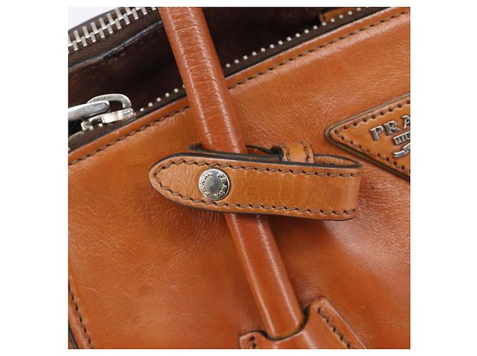 PRADA Hand Bag Leather 2way Brown Silver - vista 24