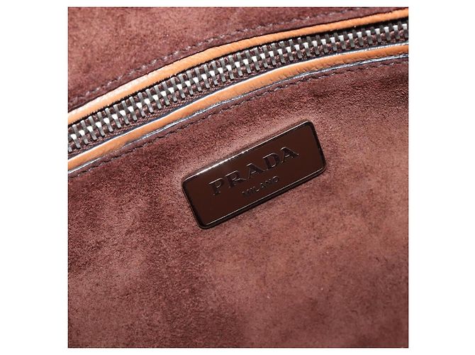 PRADA Hand Bag Leather 2way Brown Silver - vista 25
