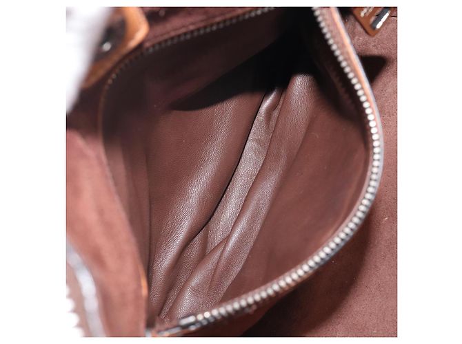 PRADA Hand Bag Leather 2way Brown Silver - vista 29