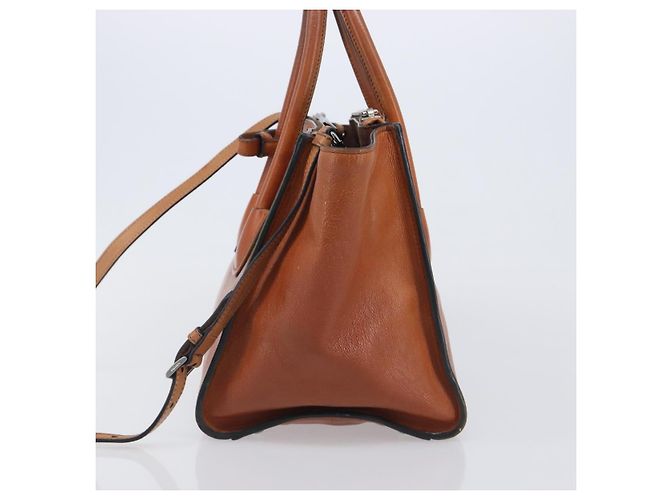 PRADA Hand Bag Leather 2way Brown Silver - vista 3