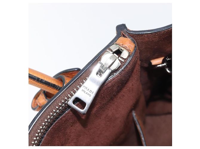 PRADA Hand Bag Leather 2way Brown Silver - vista 31
