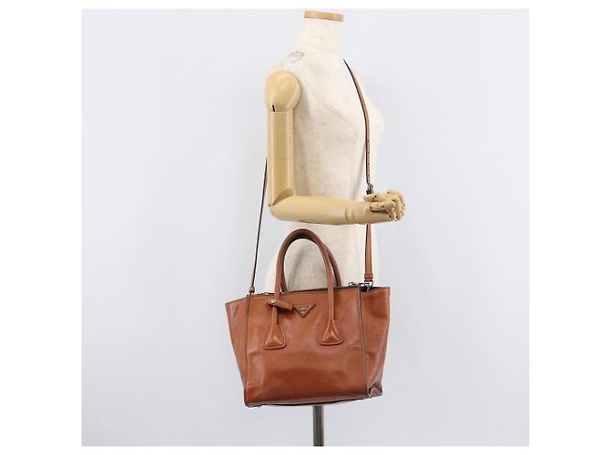 PRADA Hand Bag Leather 2way Brown Silver - vista 33