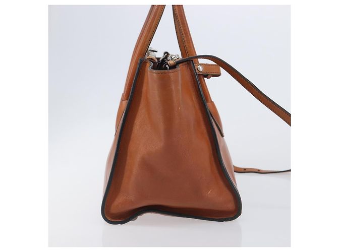 PRADA Hand Bag Leather 2way Brown Silver - vista 4