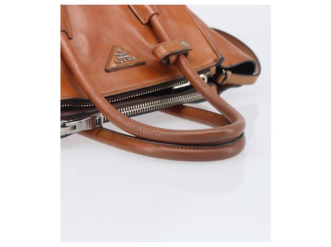 PRADA Hand Bag Leather 2way Brown Silver - vista 7