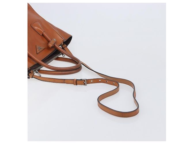 PRADA Hand Bag Leather 2way Brown Silver - vista 9