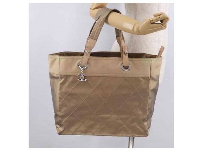 CHANEL Paris Biarritz Tote Bag Canvas Gold Silver CC - Ansicht 25