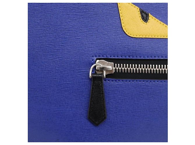 FENDI Monster Tote Bag Leather Blue Silver - vista 20