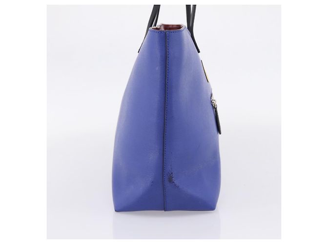 FENDI Monster Tote Bag Leather Blue Silver - vista 3