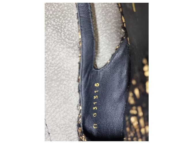 Décolleté slingback Chanel tweed nero e oro pelle - Ansicht 9