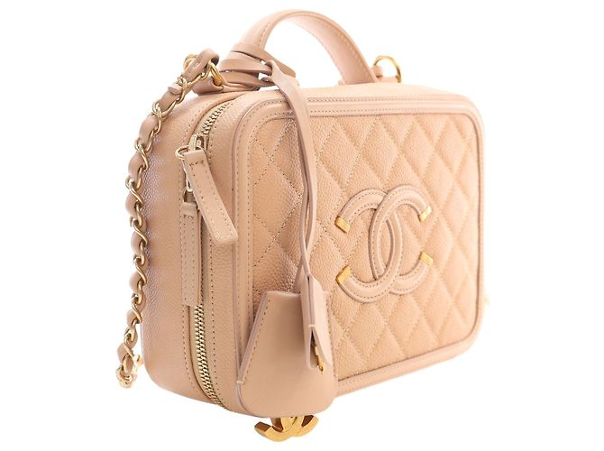 Chanel Beige Medium Caviar CC Filigree Vanity Case - vista 14