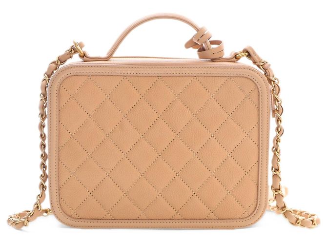 Chanel Beige Medium Caviar CC Filigree Vanity Case - vista 2