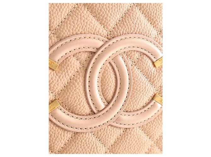 Chanel Beige Medium Caviar CC Filigree Vanity Case - vista 4