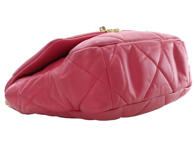 Chanel 19 Flap Medium in pelle d'agnello rosa - vista 14