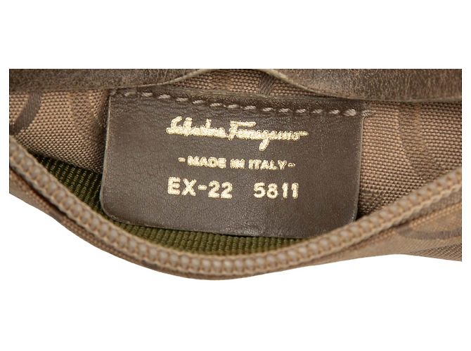 Salvatore Ferragamo Bolsa de cintura Ferragamo Beige Gancini Canvas com bolso duplo - vista 5