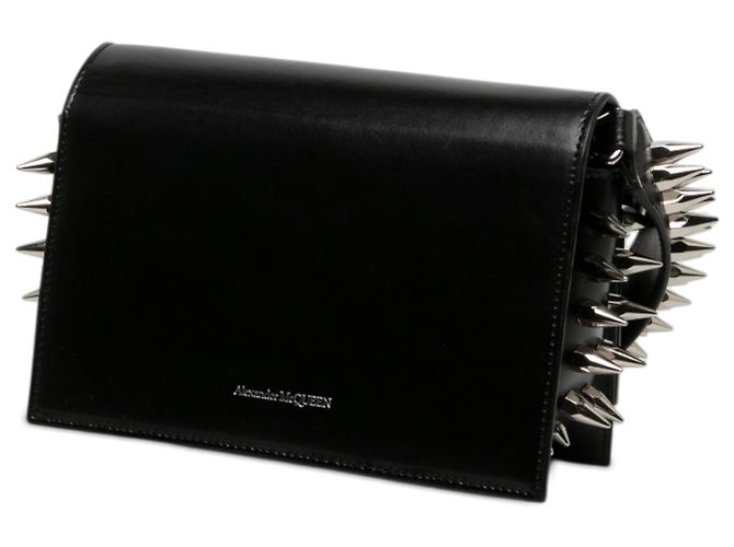 Alexander McQueen Borsa a tracolla Biker Skull piccola in pelle di vitello liscia nera - vista 2