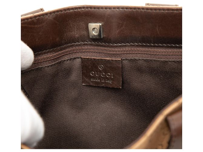 Borsa a mano Gucci in denim GG marrone - vista 5