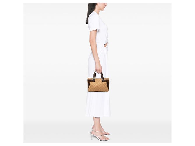 Borsa a mano Gucci in denim GG marrone - vista 6
