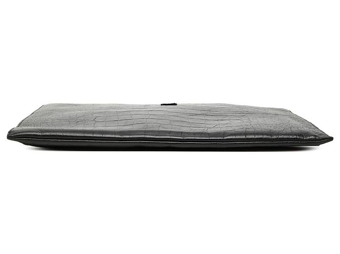 Autre Marque Portadocumentos Saint Laurent de piel grabada efecto cocodrilo negro - vista 3