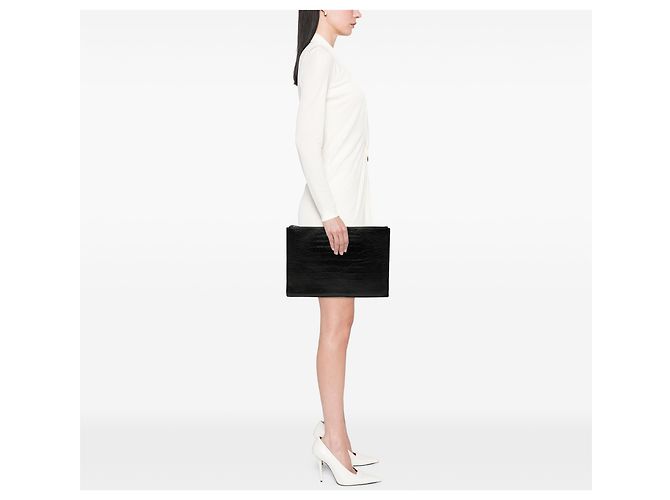 Autre Marque Portadocumentos Saint Laurent de piel grabada efecto cocodrilo negro - vista 6