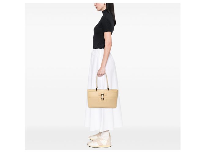 Borsa Jackie Gucci in pelle di vitello beige - vista 6