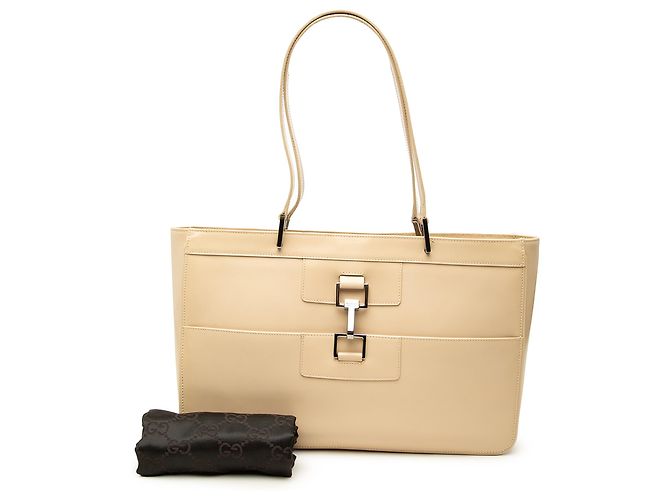 Borsa Jackie Gucci in pelle di vitello beige - vista 7