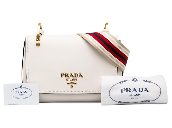 Pionnière Borsa a sella Prada Pionniere in vitello City bianco - vista 7