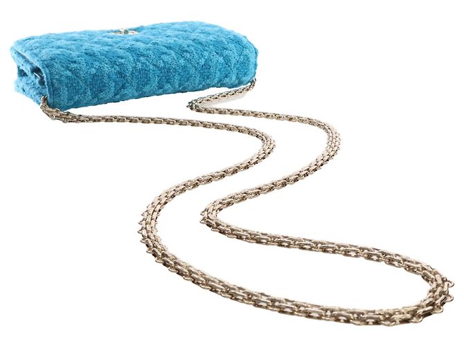 Chanel Blue Quilted Tweed Reissue 2.55 Wallet On Chain - vista 7