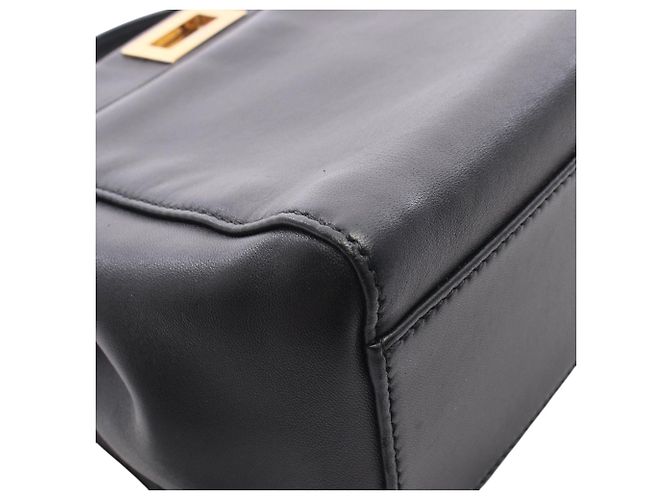 Borsa Satchel Fendi Peekaboo Iconic Mini in pelle nera - vista 3